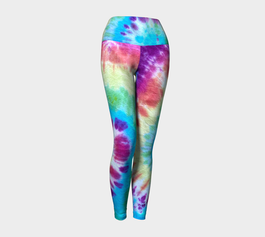 XL Rainbow Spiral Flare Cut Tie Dyed Yoga Pants With a Heart on
